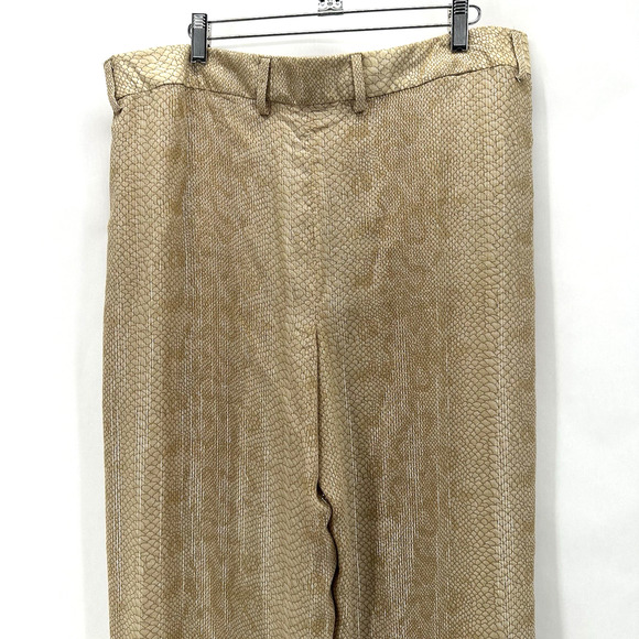 Vintage Carlisle 100% Silk Wide Leg Pants Womens‎ 10 Beige Snakeskin Old Money - Picture 7 of 11